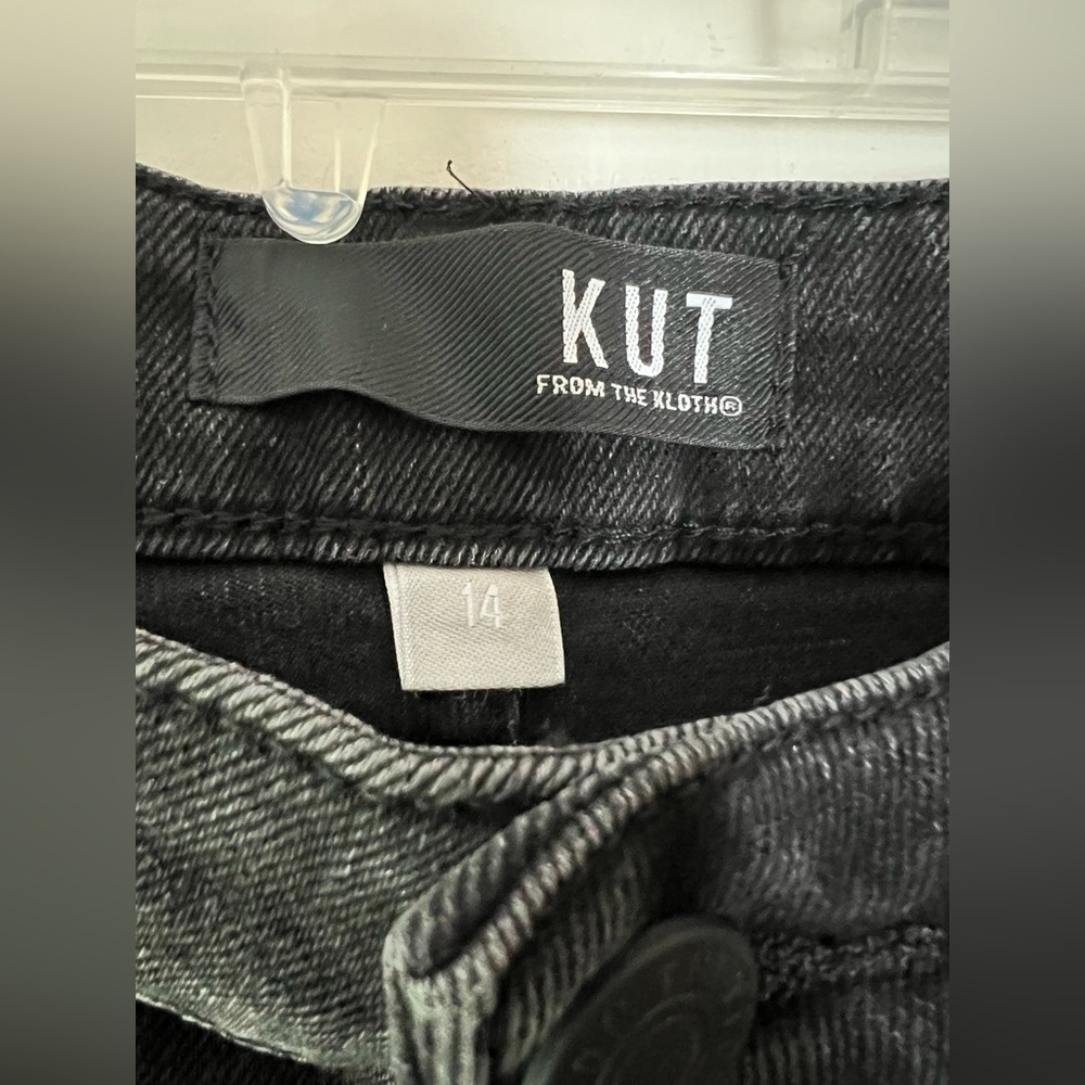 New! Kut from the Kloth Rosa Vintage Straight Leg Crop Denim Jeans Black Size 14 - Picture 5 of 9
